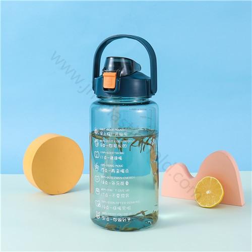 1500ml Plastic motivation straw water bottle with handle - Image 1