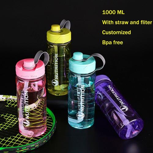 1L Herbalife double lid sport water bottle with straw and tea filter - Image 1