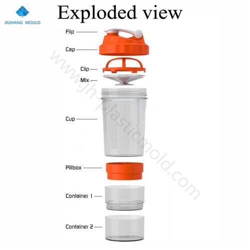 500ml 3 in 1 spider protein shaker bottles with two storage compartment - Image 4