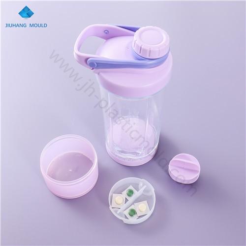 500ml PS transparent protein shaker bottle with compartments - Image 2