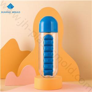 600ml Medicine pill box organizer with drinking water bottles plastic