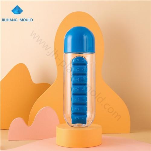 600ml Medicine pill box organizer with drinking water bottles plastic - Image 1