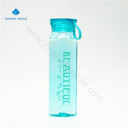 600ml crystal clear square plastic water botttle with handle rope - Image 2