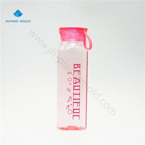 600ml crystal clear square plastic water botttle with handle rope - Image 3