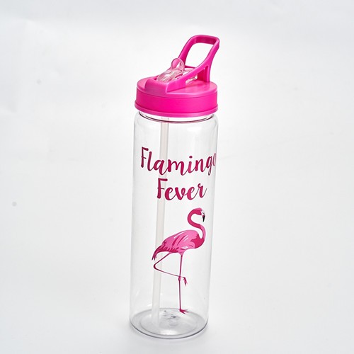 680ml plastic water sport bottle with flip straw lid bpa free - Image 1