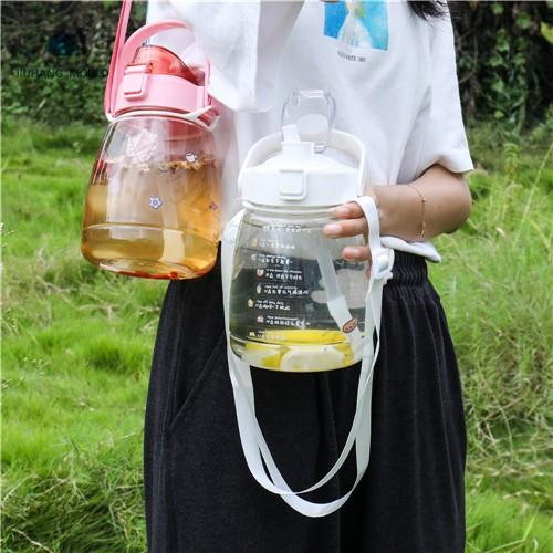 Customized Plastic straw water bottle with handle 1300ml - Image 4