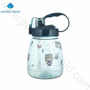 Cute DIY Plastic children sport bottle water with flip straw and handle 