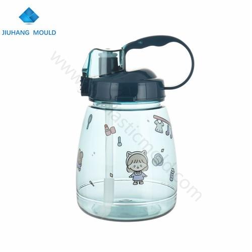 Cute DIY Plastic children sport bottle water with flip straw and handle - Image 1