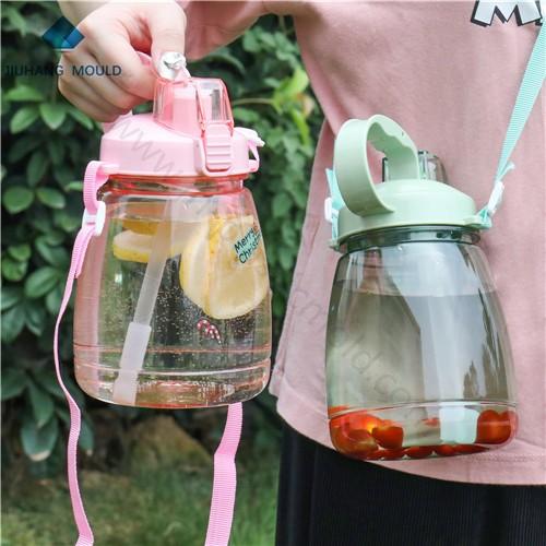 Cute DIY Plastic children sport bottle water with flip straw and handle - Image 3