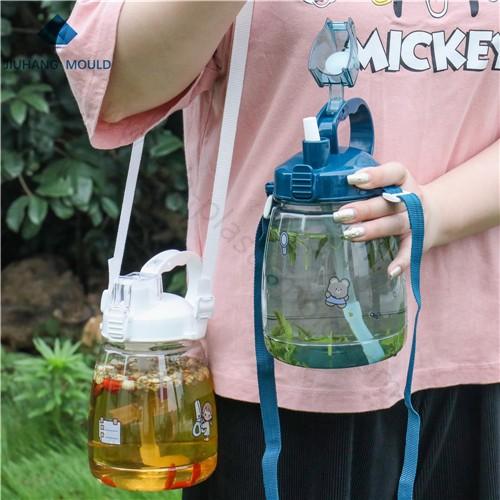 Cute DIY Plastic children sport bottle water with flip straw and handle - Image 4