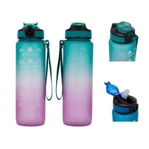 Custom 1000ml Motivation Flip Straw Water Bottle With One-Click Open