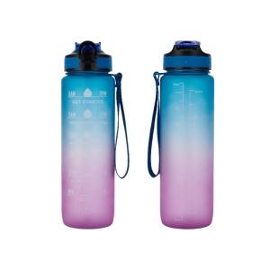 Portable Straw Motivational Sport Water Bottle With Time Marker 1000ml