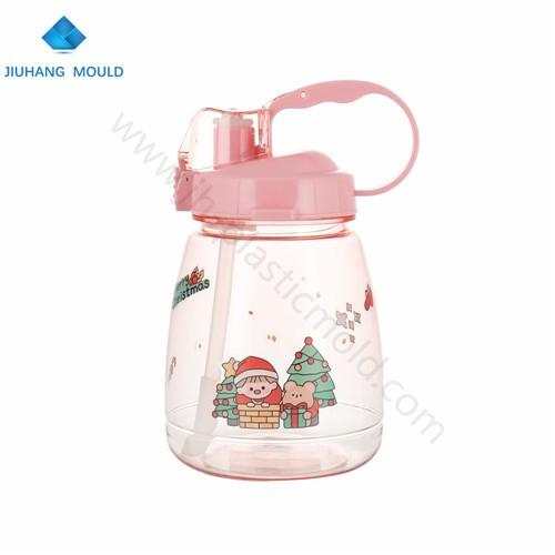 Plastic sport motivational straw water bottle with big handle 1300ml - Image 1