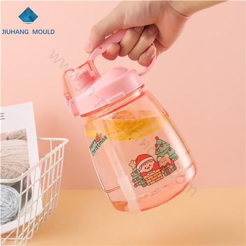 Plastic sport motivational straw water bottle with big handle 1300ml - Image 3