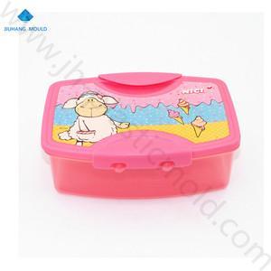 Single wall plastic children school lunch box with 2 side locks bpa free 