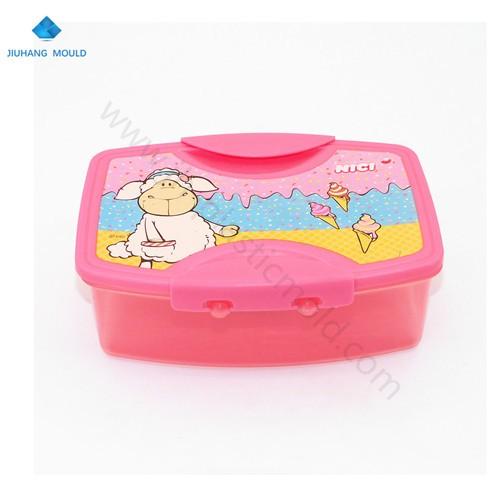 Single wall plastic children school lunch box with 2 side locks bpa free - Image 1
