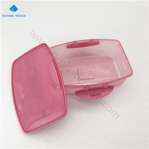 Single wall plastic children school lunch box with 2 side locks bpa free - Image 2