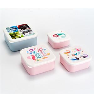 Square Set of 4 stackable kids snacks box customized lunch box